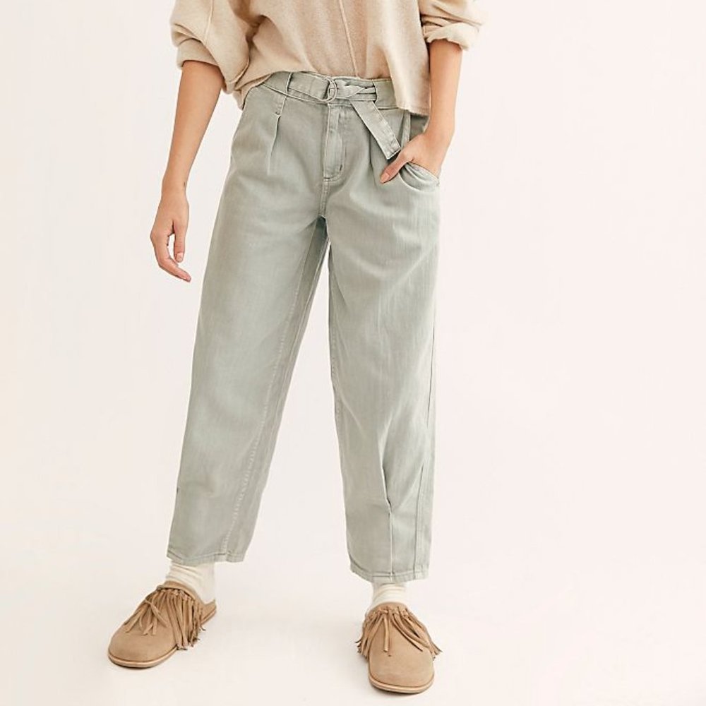 FREE PEOPLE Paloma High-Rise Slouchy Jeans Mint - Picture 1 of 13
